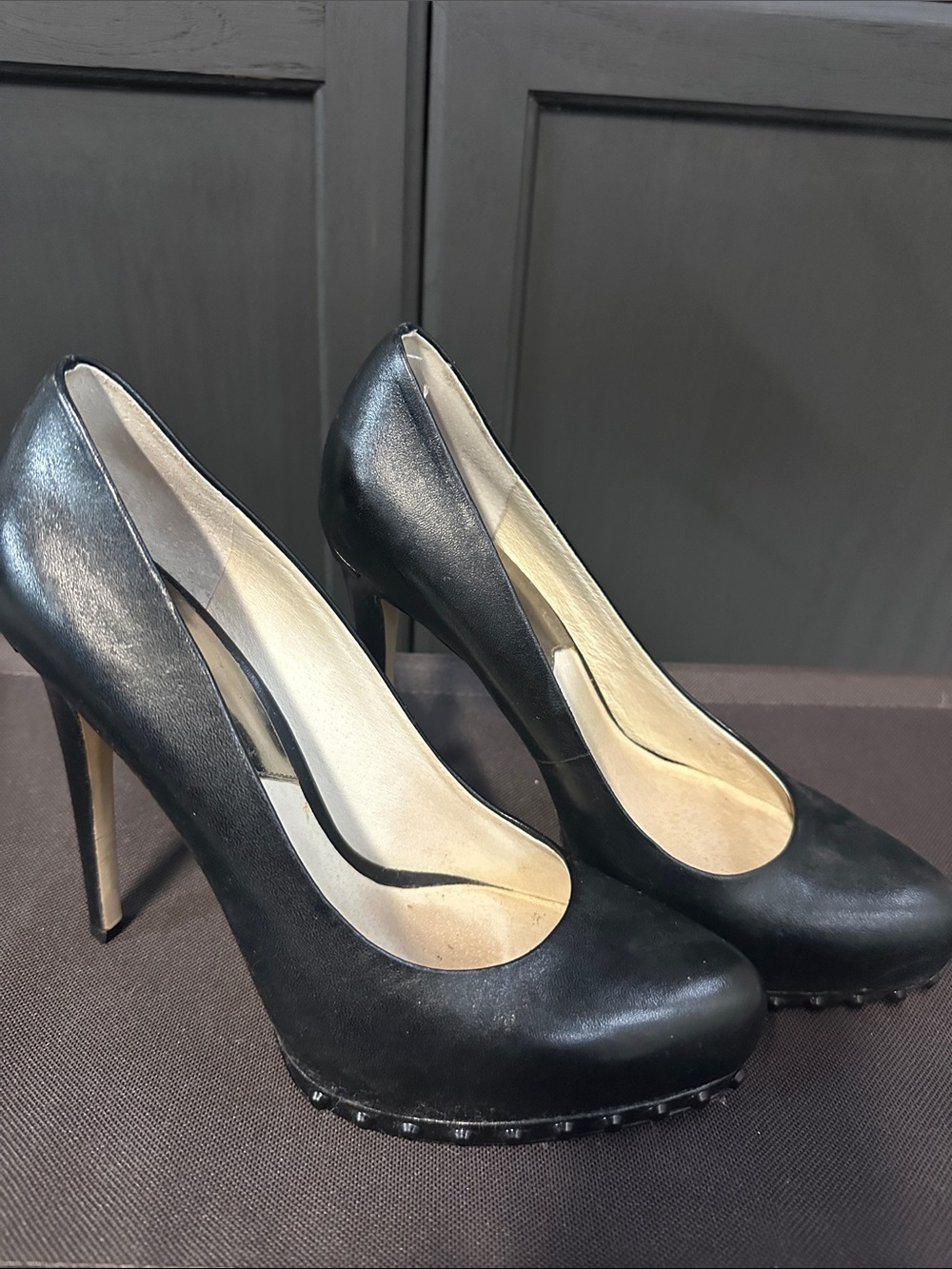 Michael Kors Black Leather Platform Stiletto Pumps